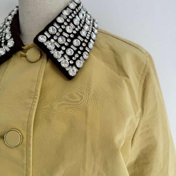 Veronica Beard Arlen Crystal Collar Cotton Dickey Coat - Picture 12 of 14